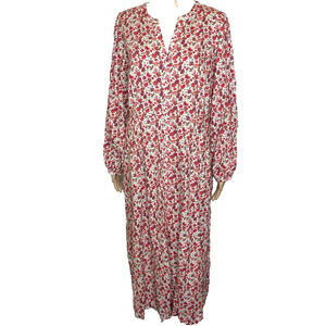 Women's XXL Universal Thread Floral Pattern Button Front Cotton Midi Dress